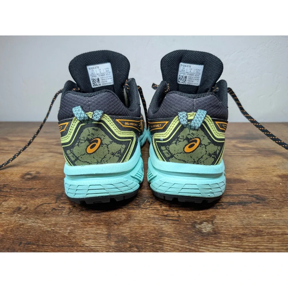 Asics Gel-Venture 7 Womens Trail Running Shoes Grey Orange Blue Size 8